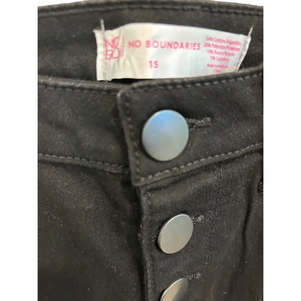 No Boundaries Black Hi Rise Skinny Button Fly Stretch Denim Jeans Jrs. 15 NWT - Picture 3 of 5